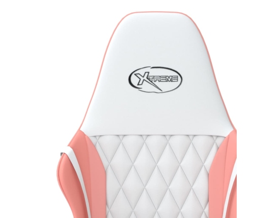 Silla gaming cuero sintético blanco y rosa