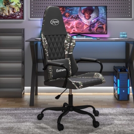 Silla gaming cuero sintético negro y camuflaje