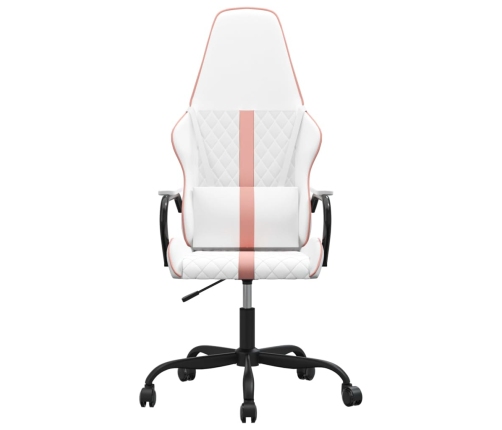 Silla gaming cuero sintético blanco y rosa