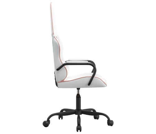 Silla gaming cuero sintético blanco y rosa