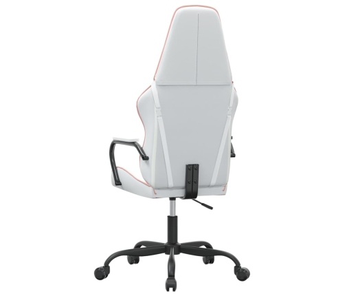 Silla gaming cuero sintético blanco y rosa