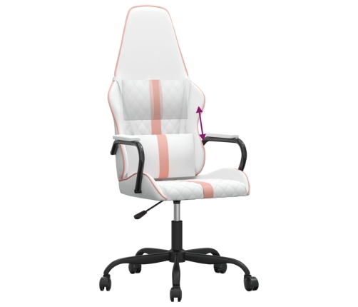 Silla gaming cuero sintético blanco y rosa