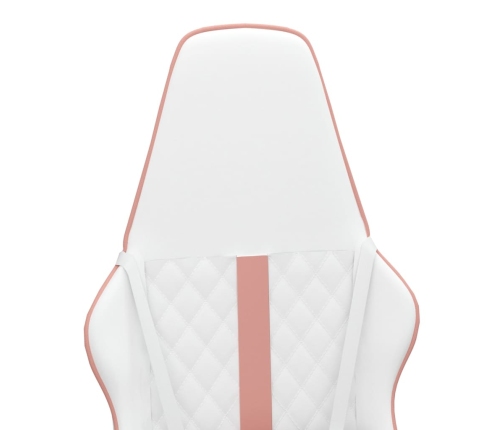 Silla gaming cuero sintético blanco y rosa