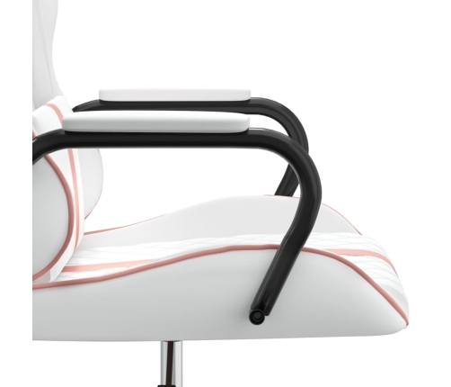 Silla gaming cuero sintético blanco y rosa