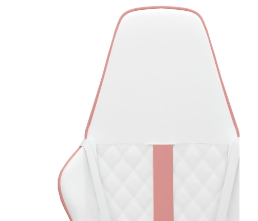 Silla gaming cuero sintético blanco y rosa