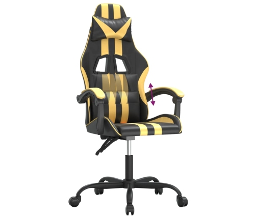 Silla gaming cuero sintético negro y dorado