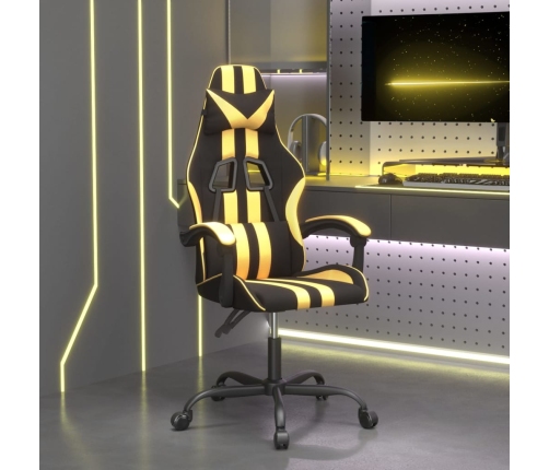 Silla gaming cuero sintético negro y dorado