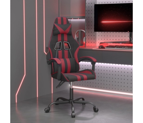 Silla gaming cuero sintético negro y rojo vino tinto