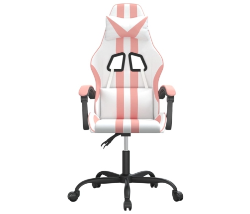 Silla gaming cuero sintético blanco y rosa