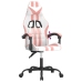 Silla gaming cuero sintético blanco y rosa