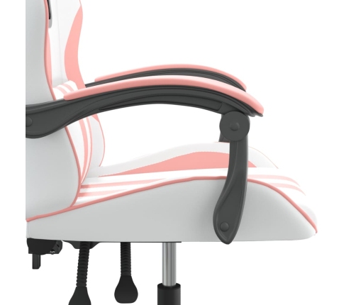 Silla gaming cuero sintético blanco y rosa