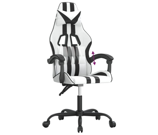 Silla gaming cuero sintético blanco y negro