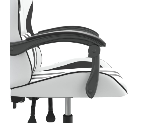 Silla gaming cuero sintético blanco y negro