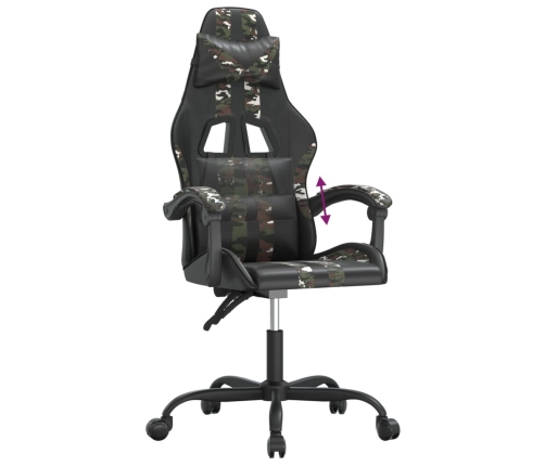 Silla gaming cuero sintético negro y camuflaje