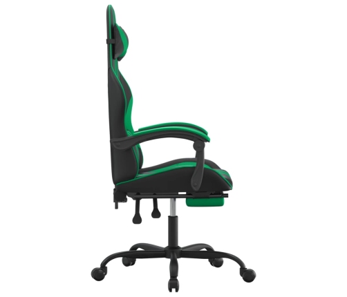 Silla gaming con reposapiés cuero sintético negro verde