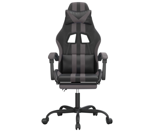 Silla gaming con reposapiés cuero sintético negro gris