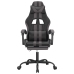 Silla gaming con reposapiés cuero sintético negro gris