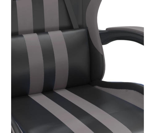 Silla gaming con reposapiés cuero sintético negro gris