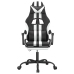 Silla gaming con reposapiés cuero sintético negro blanco