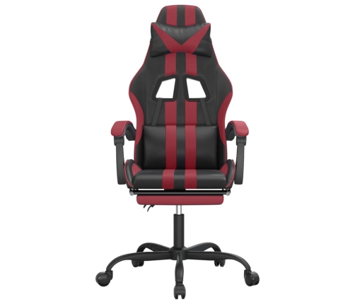 Silla gaming con reposapiés cuero sintético negro rojo tinto