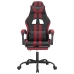 Silla gaming con reposapiés cuero sintético negro rojo tinto