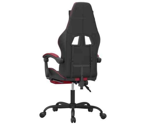 Silla gaming con reposapiés cuero sintético negro rojo tinto