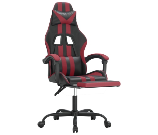 Silla gaming con reposapiés cuero sintético negro rojo tinto