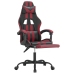 Silla gaming con reposapiés cuero sintético negro rojo tinto