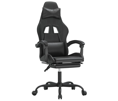 Silla gaming con reposapiés cuero sintético negro