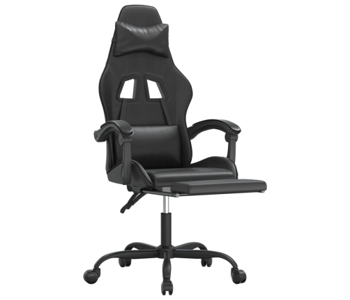 Silla gaming con reposapiés cuero sintético negro