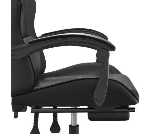 Silla gaming con reposapiés cuero sintético negro