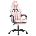 Silla gaming con reposapiés cuero sintético blanco y rosa