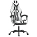 Silla gaming con reposapiés cuero sintético blanco negro