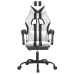 Silla gaming con reposapiés cuero sintético blanco negro