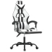 Silla gaming con reposapiés cuero sintético blanco negro