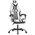 Silla gaming con reposapiés cuero sintético blanco negro