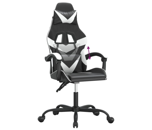 Silla gaming cuero sintético negro y blanco