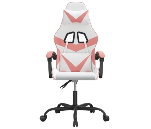 Silla gaming cuero sintético blanco y rosa