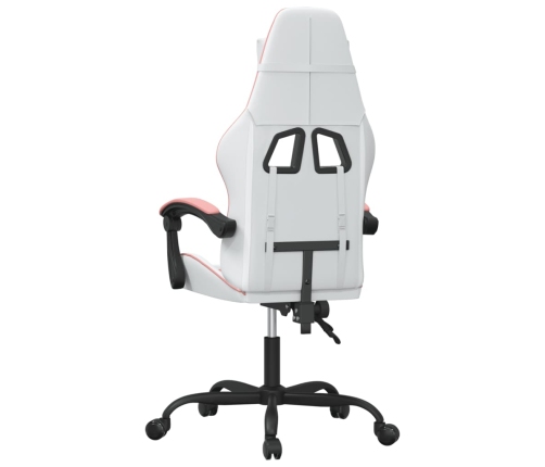 Silla gaming cuero sintético blanco y rosa