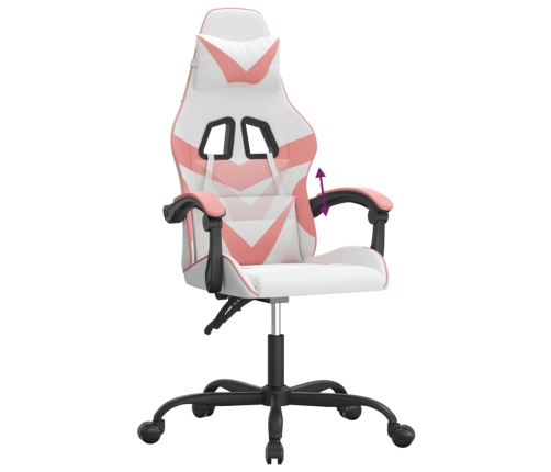 Silla gaming cuero sintético blanco y rosa