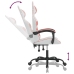 Silla gaming cuero sintético blanco y rosa