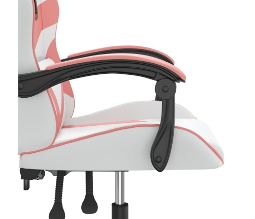 Silla gaming cuero sintético blanco y rosa