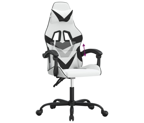 Silla gaming cuero sintético blanco y negro