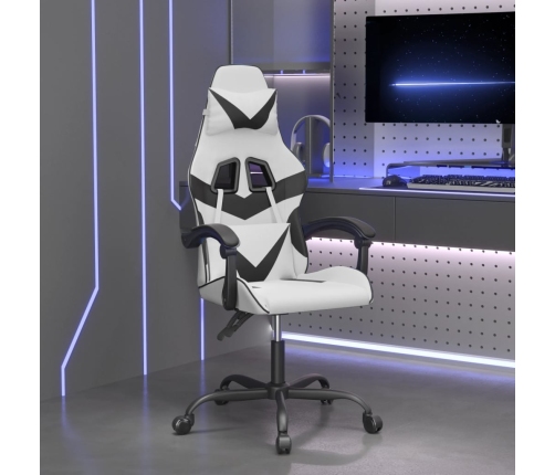 Silla gaming cuero sintético blanco y negro