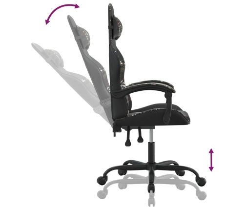 Silla gaming cuero sintético negro y camuflaje