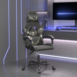 Silla gaming cuero sintético negro y camuflaje