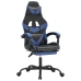 Silla gaming con reposapiés cuero sintético negro azul