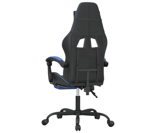 Silla gaming con reposapiés cuero sintético negro azul