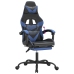 Silla gaming con reposapiés cuero sintético negro azul