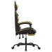 Silla gaming con reposapiés cuero sintético negro dorado